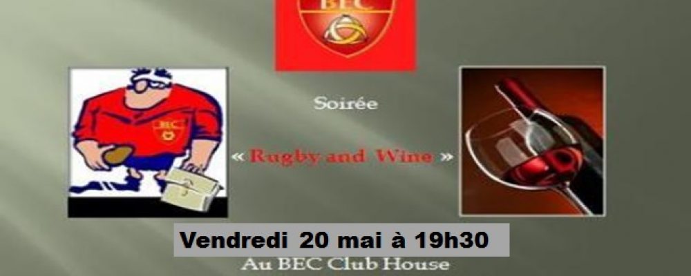 Rugby – Soirée “vente caritative de vins” – Vendredi 20 mai